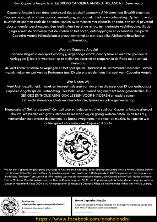 Capoeira - Zevenkamp achterblad flyer