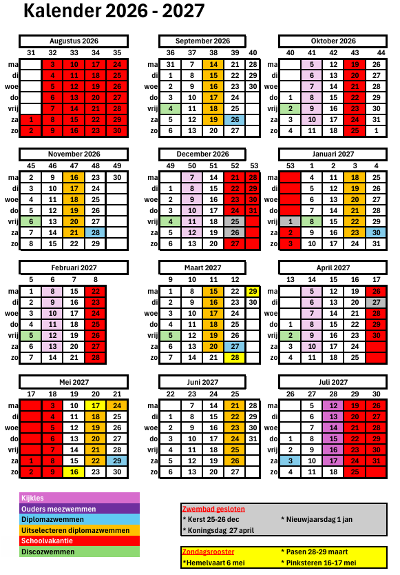 Jaarkalender 2026-2027
