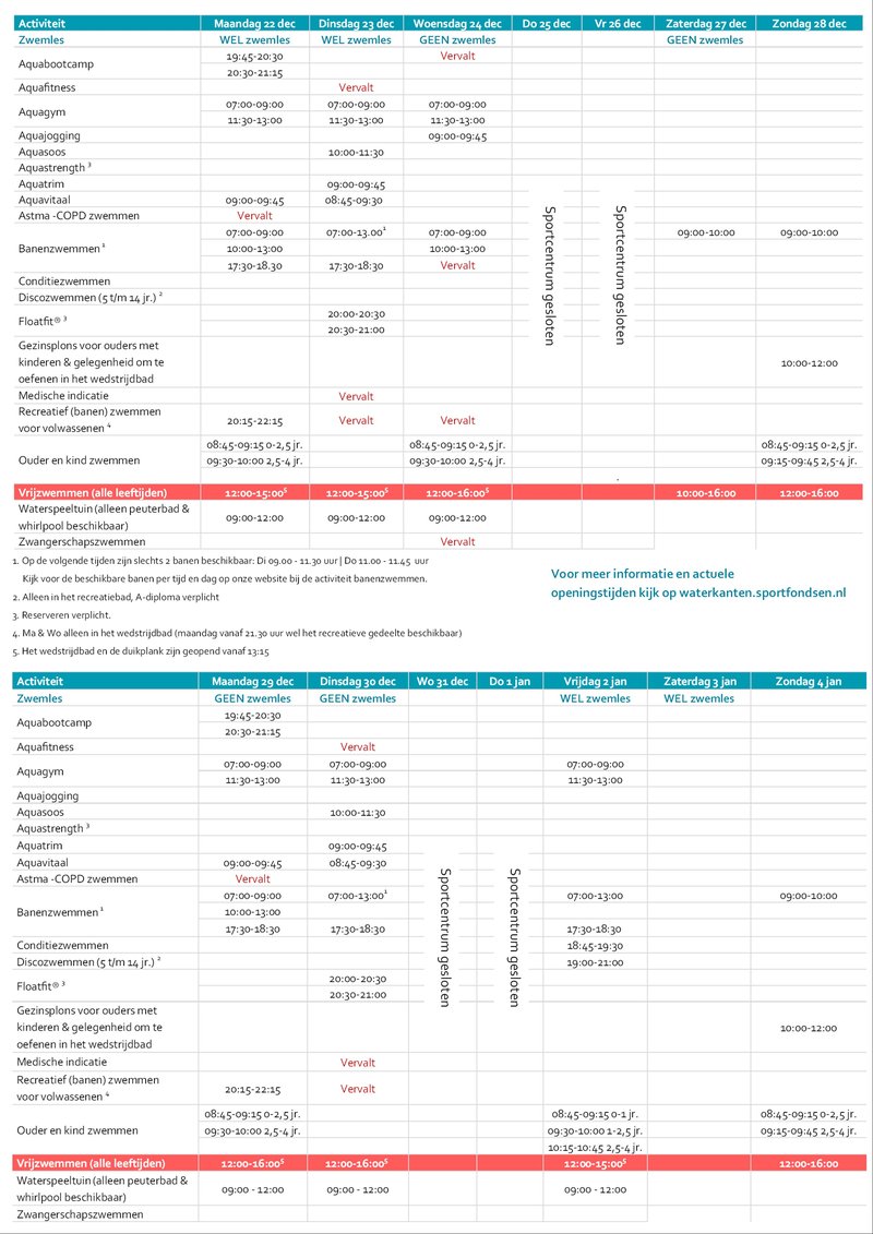 Kerstvakantierooster