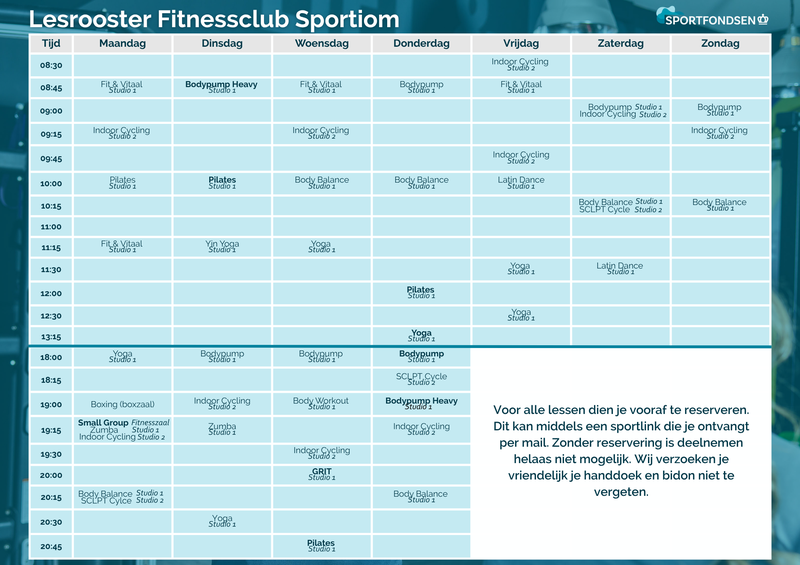 Lesrooster Fitnessclub Sportiom 2026