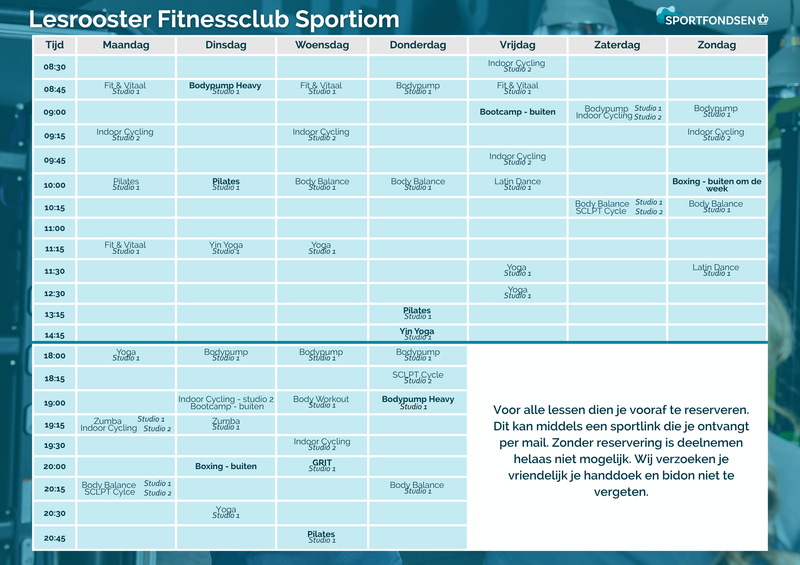 Lesrooster Fitnessclub Sportiom 2026