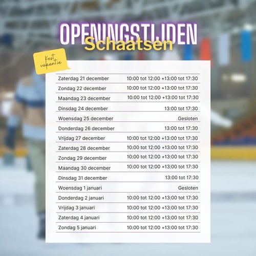 Openingstijden Kerstvakantie Schaatsen