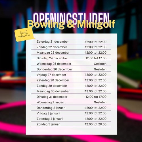 Openingstijden Kerstvakantie minigolf (1)