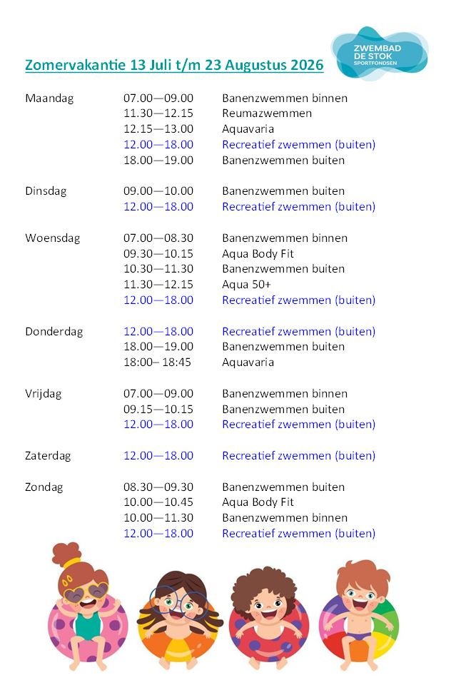 Openingstijden zomervakantie 2026