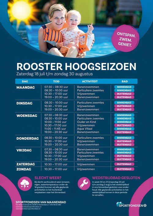 Rooster zomerseizoen Van Maanenbad2