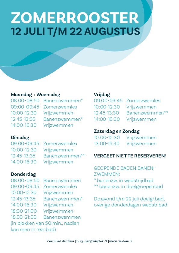 Openingstijden zomervakantie