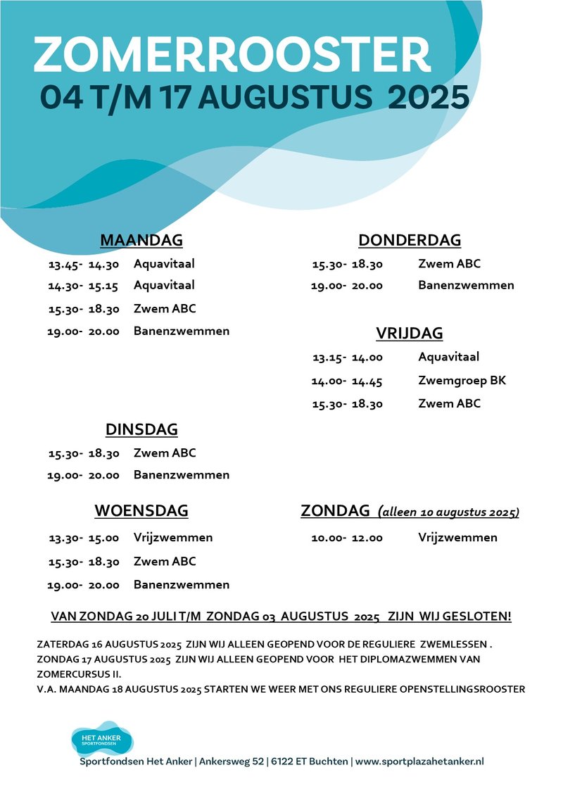 Zomerrooster 2025 wk 32-33