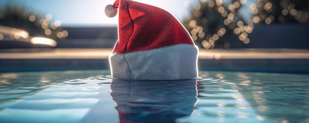 een-kerstmuts-drijft-in-een-zwembad-met-een-kerstboom-op-de-achtergrond_256339-4393