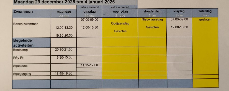 Openstelling Kerstvakantie