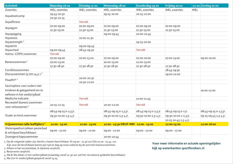 Voorjaarsvakantierooster