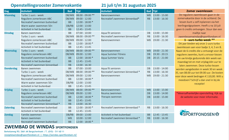 rooster zomervakantie